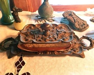 Bronza and Brass Victorian Desk Accessories