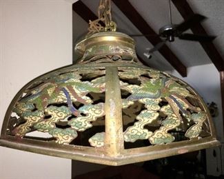 Pierced Brass/Enamel Hanging Fixture