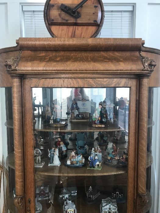 Claw foot rounded glass china cabinet (notice Lion Heads at the top -this picture). Appraised at $3,000, make best offer.