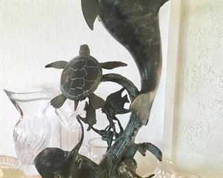  Sealife bronze and marble sculpture 