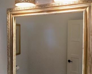 Mirror & overhead wall-mount custom made pottery light fixtures (over 15 available)