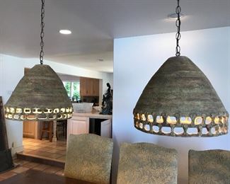 Custom made (Donald Schnell) pottery light fixtures 