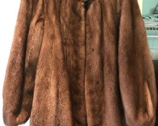 3/4 length mink fur coat (with large vintage Bakelite button) 