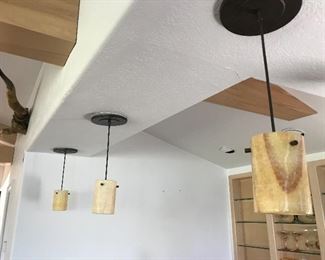 slag glass pendant lights (5 available)