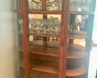  Antique oak bowfront cabinet 