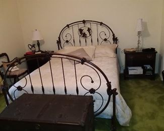 Queen Iron Bed with Cherub Angels On Headboard