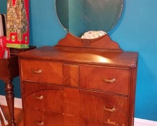 Art deco dresser with mirror $80...matching vanity desk next photo