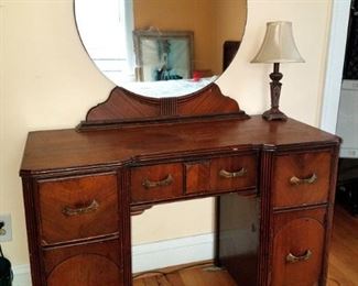 Art deco vanity desk with mirror...matches dresser in previous photo. $60