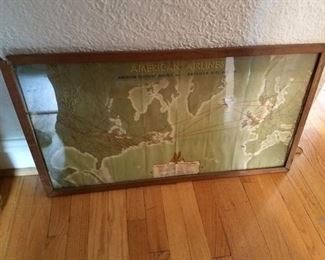 Vintage American Airlines framed map