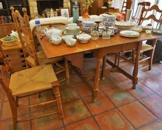 Maple drop leaf table and chairs