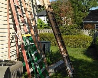 32' alumin. extension ladder, 10' and 6' A frame folding latters