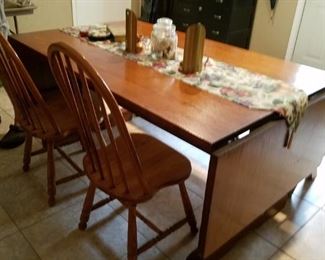 Another view of handmade dropleaf trestle table