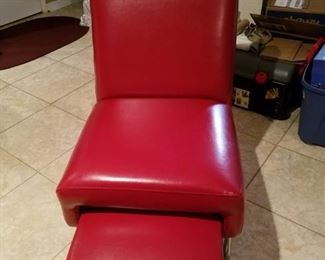 Leather chair and ottoman