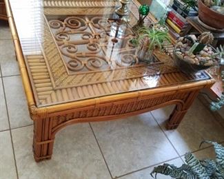 Beautiful scrolled rattan table