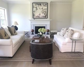 Lewis Mittman Sofas and Great Cocktail Table Leather Hobnail Chair and Art