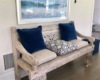 Carved Bench from Bermuda ! Beautiful Patina. 