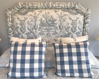 PAIR of Custom Full Size Bed with Side Rails and Footboard. Matching Drapery!  Linens for Sale 