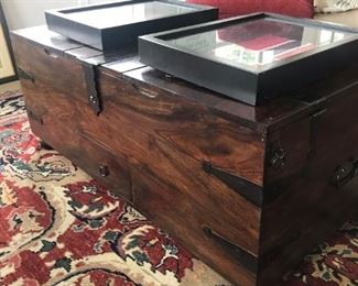 Captains Chest Cocktail Table with Inside Storage. Wool Carpet 8 x 10 