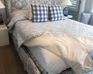 PAIR OF FULL SIZE CUSTOM BEDS AND LINENS