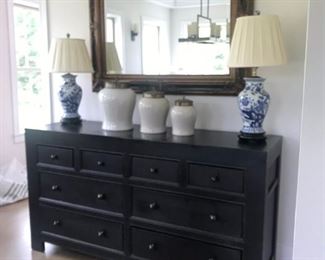 Console Buffet with Beveled Mirror and Accessories