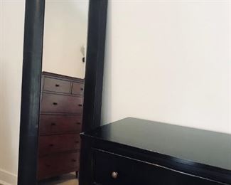 Italian Chest and Tall Leather Mirror