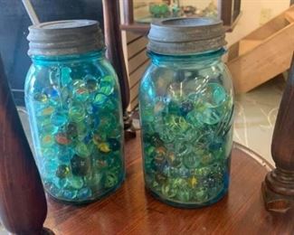 Vintage Mason Jar with Marbles