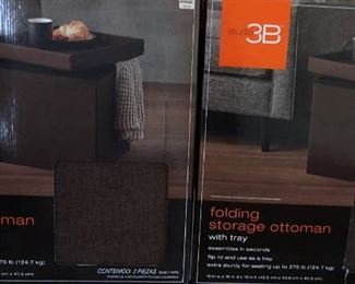 Folding Storage Ottoman w Tray