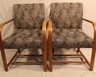 Pair Gilbert Rohde bentwood armchairs by Heywood Wakefield