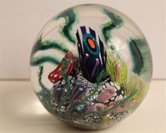 Mark Eckstrand Coral Sealife glass paperweight