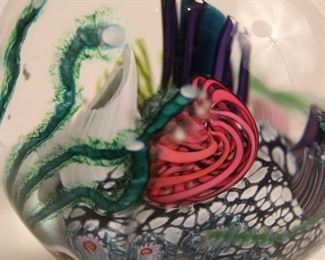 Mark Eckstrand Coral Sealife glass paperweight