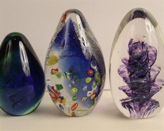 Collection of studio art glass paperweights
