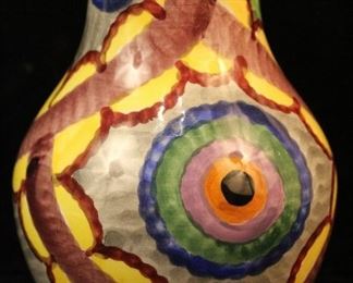 Eva Zeisel hand painted art deco vase