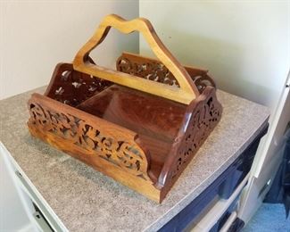 Hand carved napkin holder