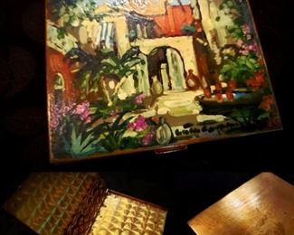 vintage hand painted cigarette case