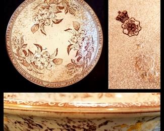 This antique English Doulton Burslem transferware wash bowl once belonged to Bette Davis! It was a gift to her realtor when she sold her Westport CN home.