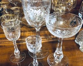 One place setting of cut crystal made by HAWKES for a NEWPORT MANSION circa 1915