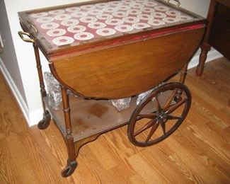 tea cart with lift off tray top