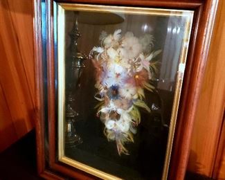 #13 - Antique Shadow Box Feather Art 