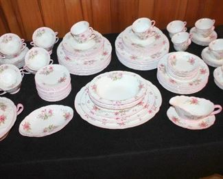 #14 - Shelley Bone China - "Stocks Pink" Pattern - 118 pieces - service for 16
