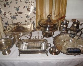 Silver plated serving pieces