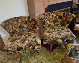vintage mid century chairs, they swivel
