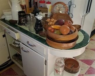 cabinet not for sale but all the vintage goodies on top are for your purchase