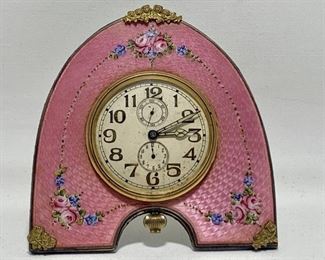 FRENCH STERLING AND ENAMEL ANTIQUE CLOCK