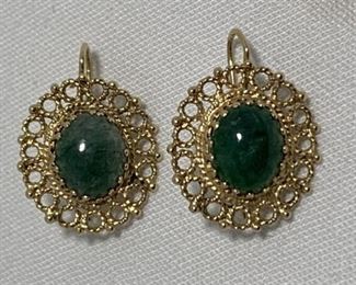 JADE AND 14k PAIR OF PIERCED EARRINGS