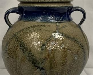 19th CENTURY SALT GLAZE LIDDED POT BY ROBERT LEVINE