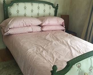 Beautiful upholstered Bed with matching dresser, so sweet