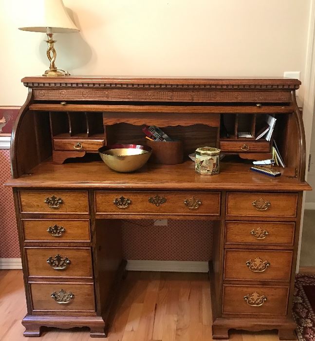 Antique Oak Rolltop Desk