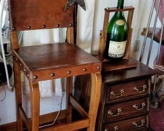 Leather and Wood Bar Stool