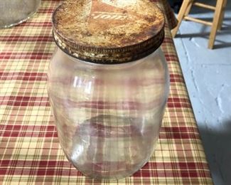 Vintage Tom's Glass Country Store Advertising Cookie Jar