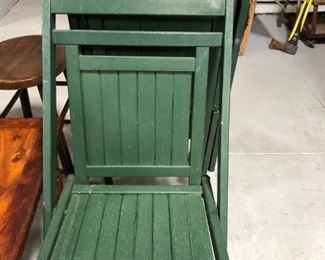 Vintage wood fold-able chairs (3 chairs)